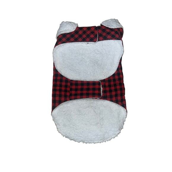 Cozy Chic: Lg Holiday Buffalo Plaid Dog Sweater w/ Sherpa Collar - Picture 1 of 3